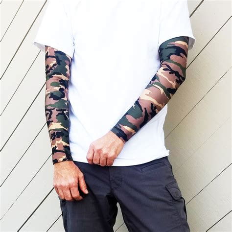 Green Camo Pattern Full Arm Sleeves To Hide Bruising Skin Guards