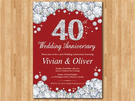 37 40 Year Wedding Anniversary Invitations