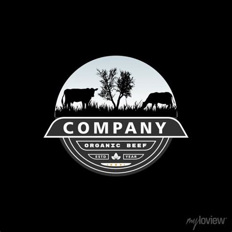 Retro Vintage Cattle Angus Livestock Beef Emblem Label Logo Design