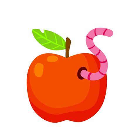 Red Apple Fruit With A Worm Spoiled Rotten Food 6086672 Vector Art