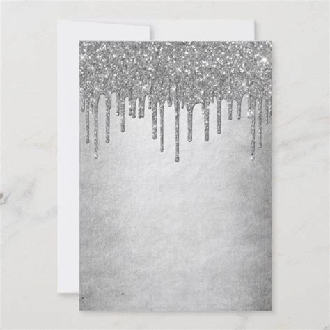 Customizable Silver Glitter Drip Wedding Invitation Zazzle