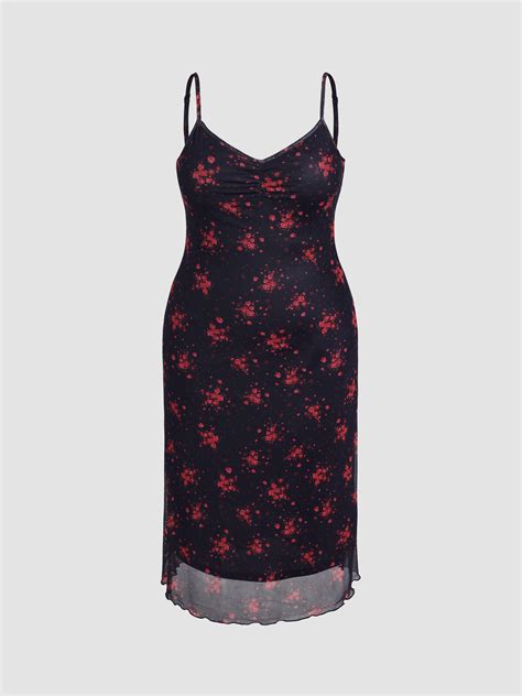 Halloween Mesh Mesh Floral V Neck Midi Dress Curve And Plus For Date