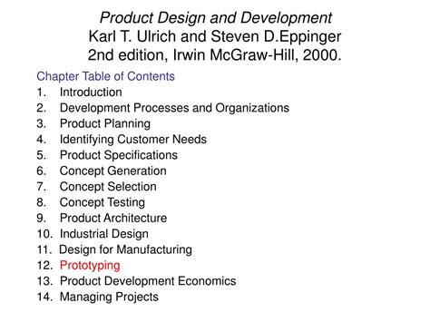 Ppt Teaching Materials To Accompany Product Design And Development