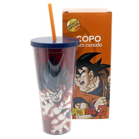 Copo Canudo Textura Dragon Ball Goku 650Ml em Promoção Ofertas na