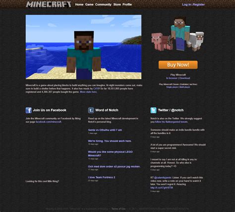 Minecraft in 2011 - Web Design Museum