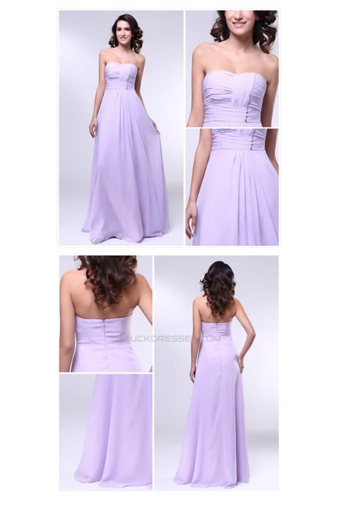 A Line Strapless Long Chiffon Prom Evening Formal Dresses Ed