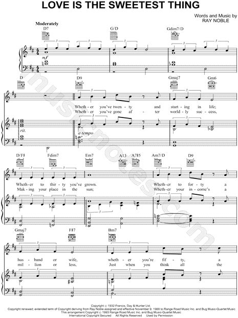 Ray Noble Love Is The Sweetest Thing Sheet Music In D Major