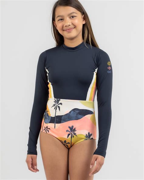 Rip Curl Girls Melting Long Sleeve Surfsuit In Navy Free Shipping