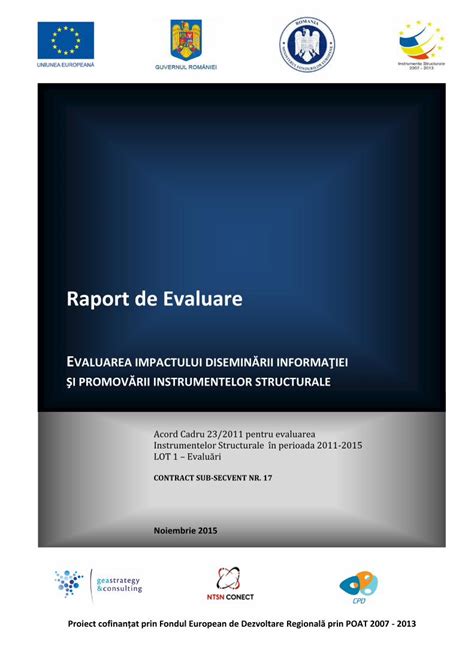 Pdf Raport De Evaluare Fonduri Ue Ro Rezumat Prezentul Document