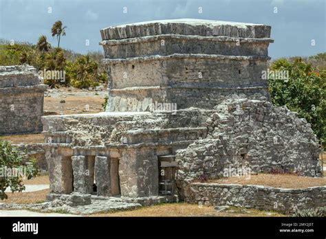 Ancient Mayan Temple Of The Frescoes Tulum Yucat N Peninsula Mexico