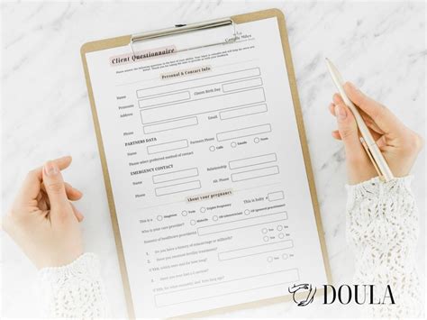 Doula New Client Intake Questionnaire Pdf File Client Questionnaire Ready To Print Printable New