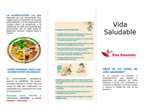 Triptico de vida saludable 2 LA ALIMENTACIÓN Una dieta adecuada es