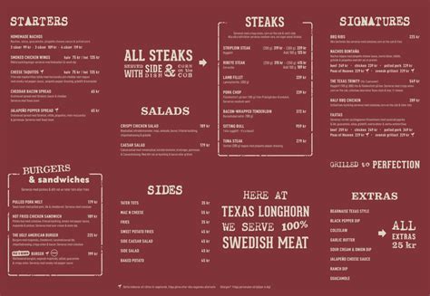 Carte Et Menus 2023 Texas Longhorn Falun à Falun Thefork