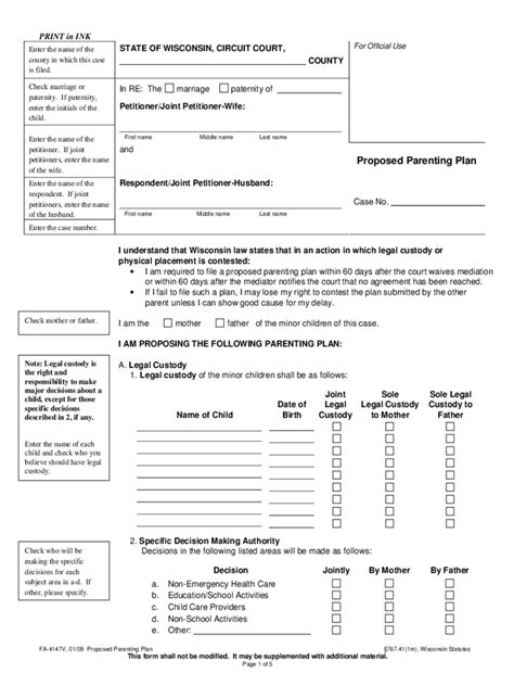 Wisconsin Divorce Forms Free Templates In Pdf Word Excel To Print