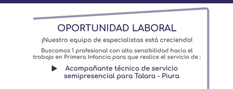 Oportunidad laboral Acompañante técnico de servicio semipresencial