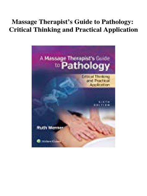 Massage Therapist S Guide To Pathology Critical Thinking And Practical Application Pdf