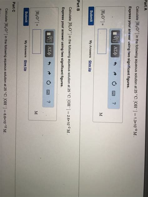 Solved Calculate H O In The Following Aqueous Solution Chegg