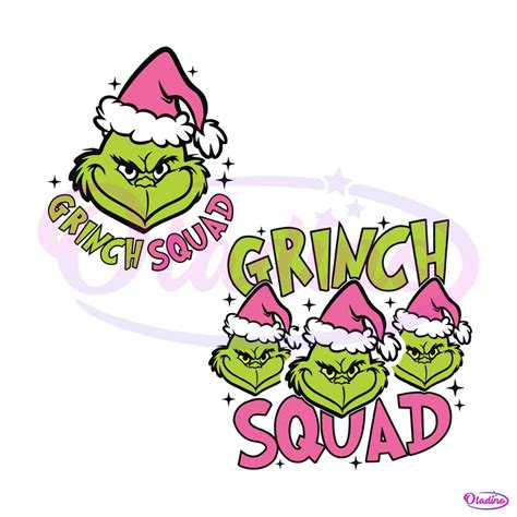 Retro Pink Grinch Squad Santa Hat Svg Cutting Digital File