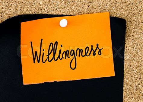 willingness written  orange paper stock image colourbox