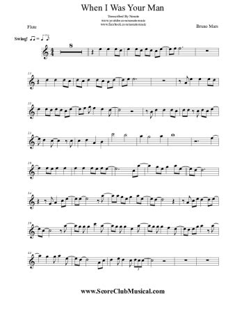 Bruno Mars When I Was Your Man Sheet Music For Flute