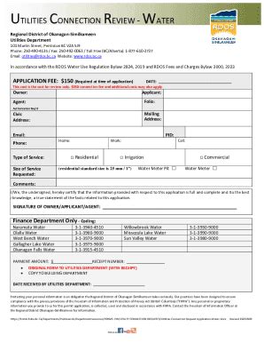 Fillable Online Utilities Connection Review Water Fax Email Print