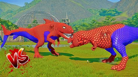 Spiderman T Rex And Spiderman Shark Big Battle Minecraft Spinosaurus Vs