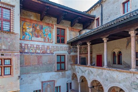 Trento Italy August Frescoes At The Castello Del