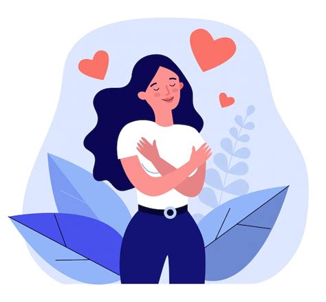 Premium Vector Happy Woman Hugging Herself