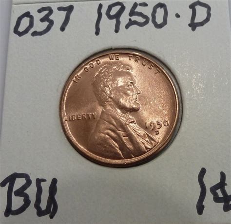 1950 D RED Uncirculated Lincoln Wheat Cent BU 037 For Sale Buy