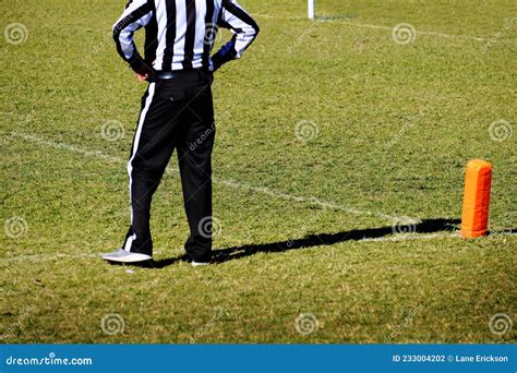 Football Referee at Goal Line in Game Competition on the Field Stock ...