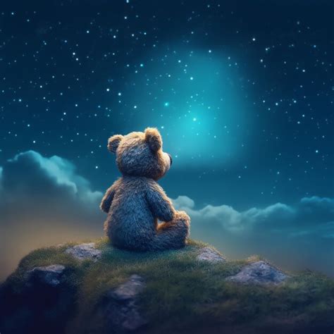 Premium Photo Digital Art Two Cute Teddy Bears Sitting On Cloud And