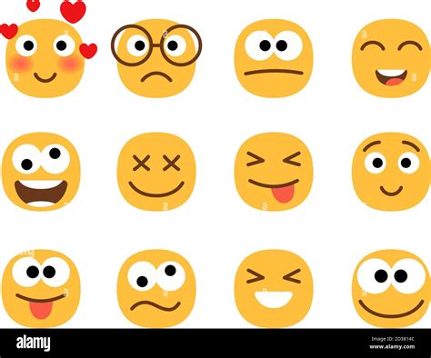 Spaß Lächeln Emoticons Gesichter Flach glücklich und verliebt Wunder