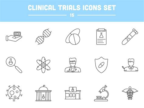 Black Stroke Illustration Of Clinical Trials Icon Set 23323198 Vector