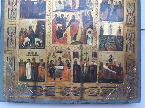 Icon Resurrection And 12 Feasts Wood 19th Century Catawiki