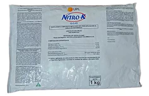 Fertilizante Alto En Potasio Nitrok 13 3 43 1kg Rinde 200lt Cuotas