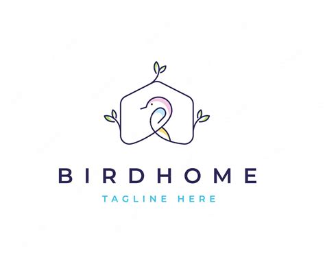 Premium Vector Minimalist Bird Logo With Home Leaf Symbol Design