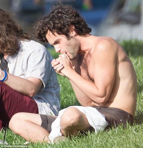 Penn Badgley Shows Off His Toned Physique And Not Much Else As He Strips Down In A Public