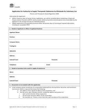 Fillable Online Health Nsw Gov Application For Authority To Supply