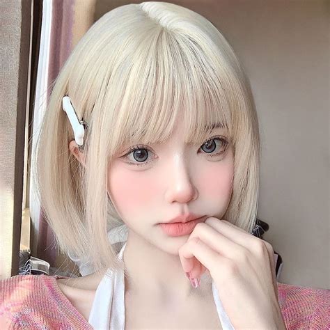 Blonde Wig Female Short Hair Bobo Head Full Headgear Style Summer Age Reducing Short
