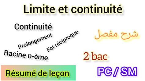 R Sum De Le On Limites Et Continuit Bac Sp Sm Youtube