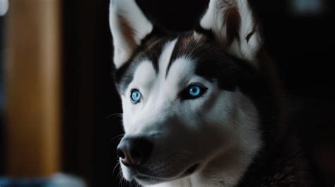 Perro husky con ojos azules mirando a la cámara Foto Premium