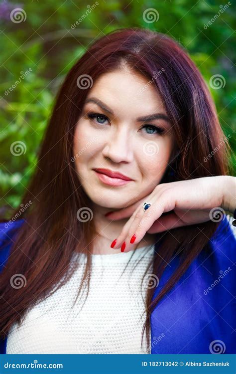 Close Up Vertical Portrait Of Beautiful Brunette 30 Years Old Woman