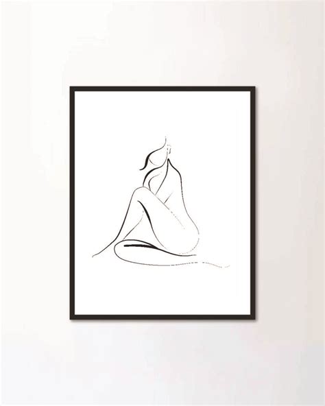 รปภาพพรอมกรอบแขวนผนง Continuous Line Drawing of Woman Naked Body