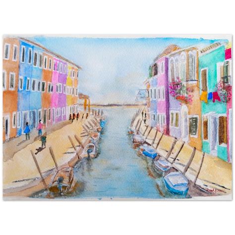 Burano Venice View Watercolor Print Of Venice