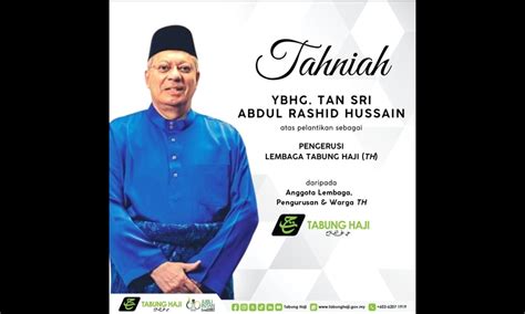 Rhb Group Founder Abdul Rashid Hussain Is New Tabung Haji Chairman