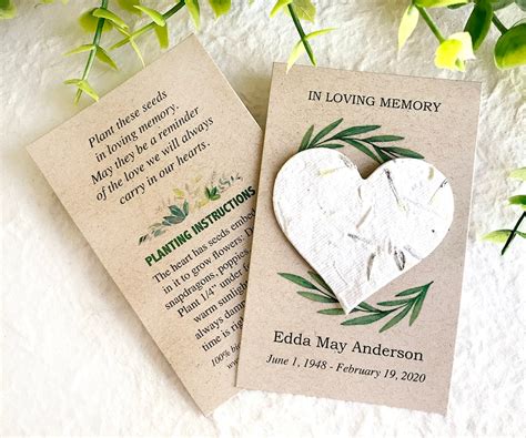 Flower Seed Paper Memorial Cards In Loving Memory Plantable Paper