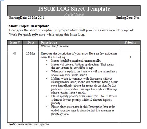 Log Sheet Template Word Templates