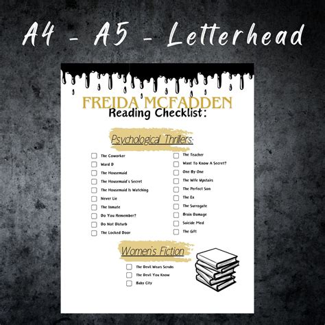 Freida Mcfadden Thriller Book Checklist Pdf Printable Reader Tracker