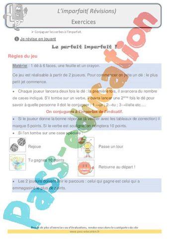 Imparfait Révisions CM2 Soutien scolaire Aide aux devoirs PDF