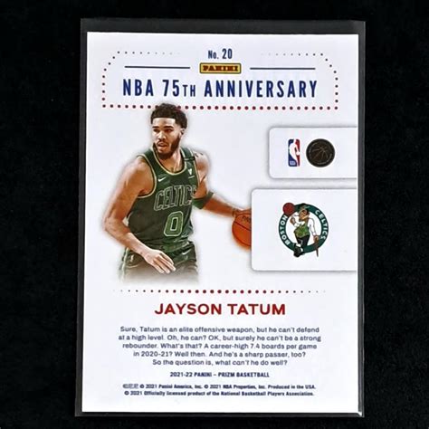 Jayson Tatum Panini Prizm 2021 22 NBA 75th Anniversary Base Insert